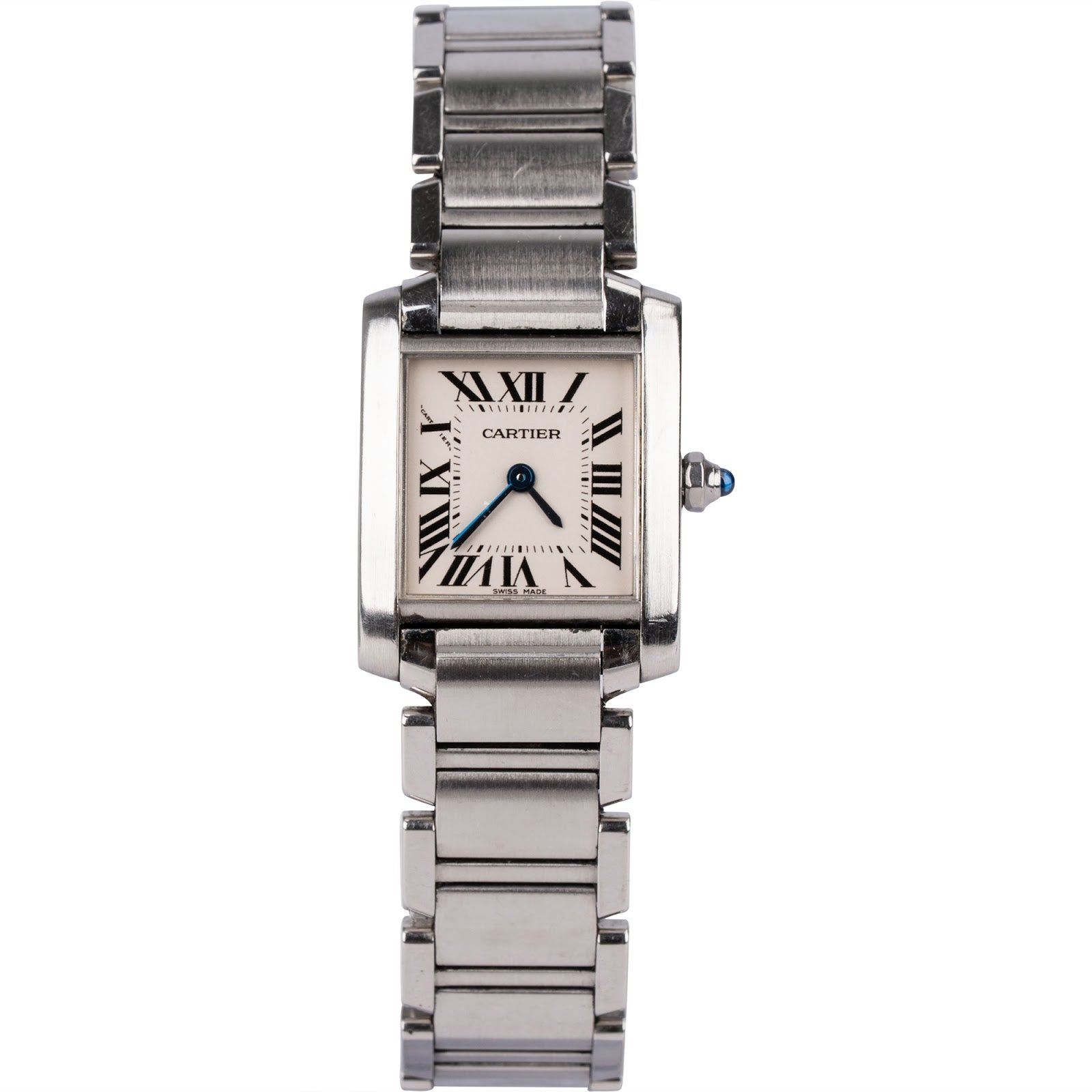 Cartier Silver Tone Tank Française 2384 Women Watch - vintageandkickz