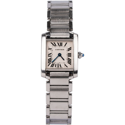 Cartier Silver Tone Tank Française 2384 Women Watch - vintageandkickz