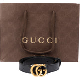Gucci Black Leather GG Marmont Thin Belt ( 65 / 26 )