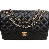 Chanel Quilted Lambskin Jumbo Double Flap Crossbody Bag