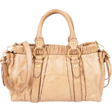 Miu Miu Vitello Lux Leather Gathered Drawstring Satchel Handbag
