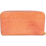 Miu Miu Croc-Embossed Leather Zip Around Wallet