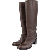 Prada Brown Pebbled Leather Knee-High Boots (38)