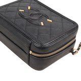 Chanel Caviar Leather Filigree Vanity Case Crossbody Bag