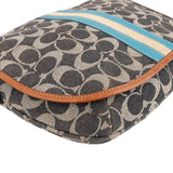 Coach Monogram Signature Stripe Saddle Crossbody Bag