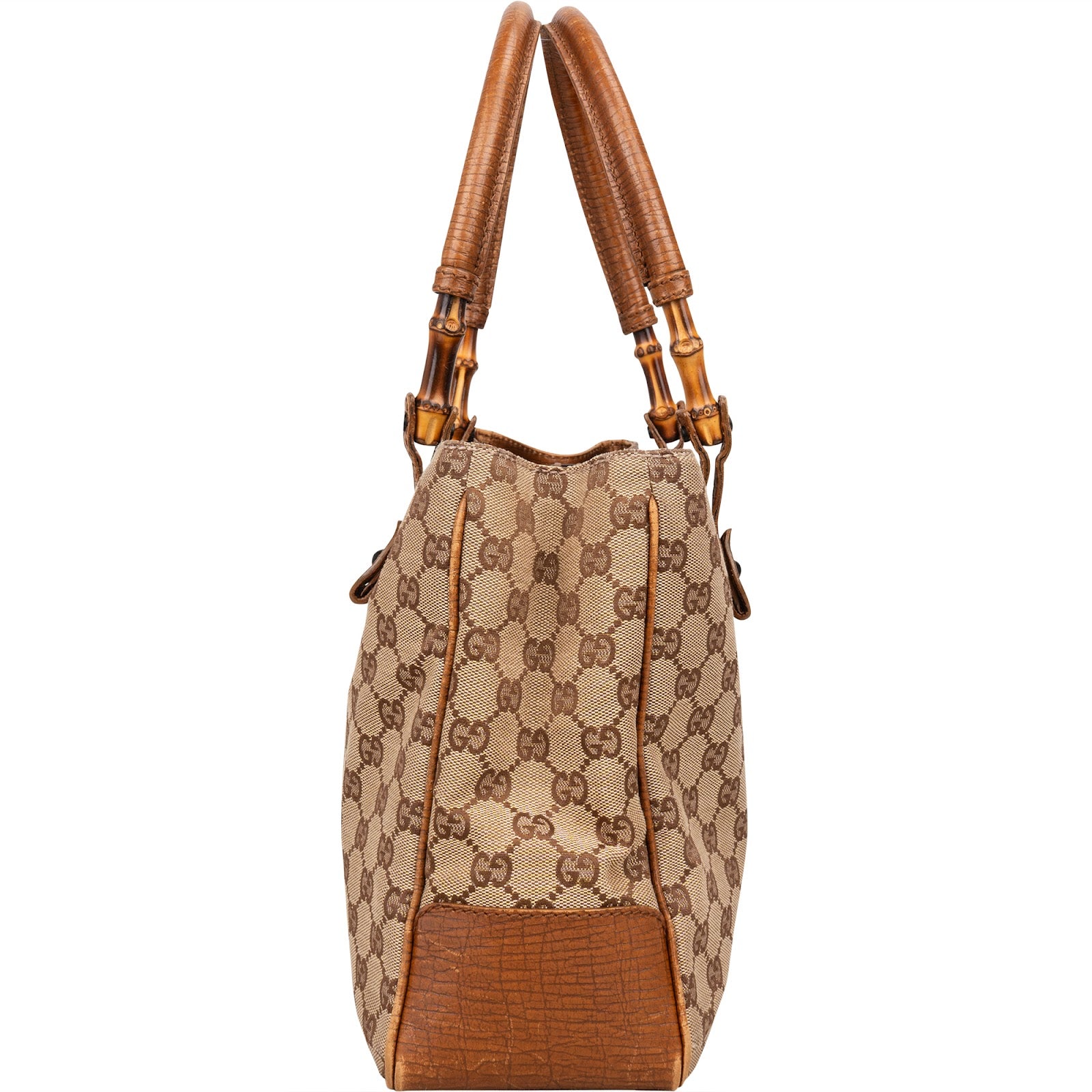 Gucci Monogram GG Bamboo Handbag - vintageandkickz
