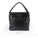 Prada Black Nappa Leather Triangle Tote Handbag