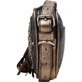 Loewe Leather Anagram Studded Fringe Crossbody Bag