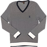 Louis Vuitton Navy Striped Knit V-Neck Sweater (M)