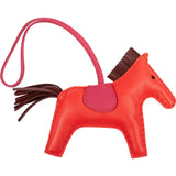Hermès  Rose Jaipur Pinkshocking Rouge H Tricolor Leather Rodeo MM Pendant