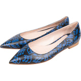 Miu Miu Music Note Pattern Bicolor Leather Pointed Toe Ballerina Flats (37)