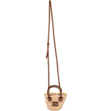Miu Miu Brown Leather Raffia Bucket Mini Crossbody Handbag
