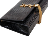 Saint Laurent Croc-Embossed Leather Kate Tassel Chain Crossbody Bag
