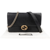 Gucci Grained Leather Interlocking GG Wallet On Chain Crossbody Bag