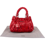 Miu Miu Red Quilted Vitello Lux Small Coffer Handbag
