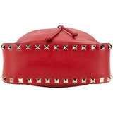 Valentino Garavani Red Leather Rockstud Bucket Crossbody Bag