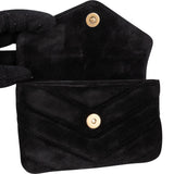Chanel Suede Quilted Chevron Button Envelope Pouch