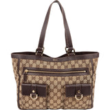 Gucci Monogram GG Abbey D-Ring Double Pocket Tote Shoulder Bag