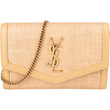 Yves Saint Laurent Raffia & Leather Uptown Wallet On Chain Crossbody Bag
