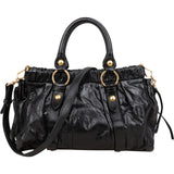 Miu Miu Black Vitello Lux Leather Satchel Handbag