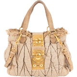 Miu Miu Quilted Fabric City Handbag - vintageandkickz