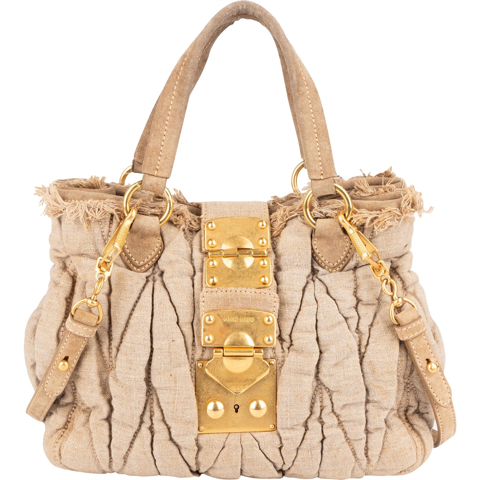 Miu Miu Quilted Fabric City Handbag - vintageandkickz