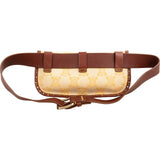 Celine Monogram Triomphe Canvas Leather Double Pocket Belt Crossbody Bag