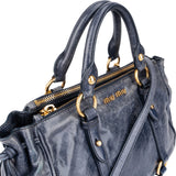 Miu Miu Vitello Shine Leather Gathered Drawstring Satchel Handbag