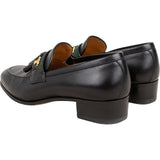 Gucci Black Brushed Leather GG Web Tassels Loafers (34,5)
