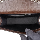 Saint Laurent Croc-Embossed Leather Kate Tassel Chain Crossbody Bag