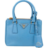 Prada Blue Saffiano Leather Pradasphere Galleria Micro Handbag