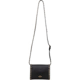 Valentino Garavani Black Leather Rockstud Flap Crossbody Bag