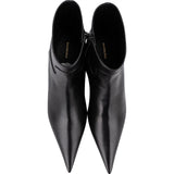 Balenciaga Fashion Show Black Leather Pointed Toe Kitten Heel Ankle Boots (37)