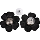 Chanel Black Camellia Earrings