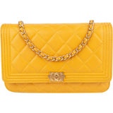 Chanel Quilted Lambskin Small Boy Wallet On Chain Crossbody Bag