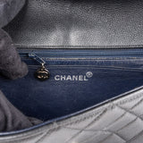 Chanel Quilted Leather Palladium Messenger Shoulder Bag