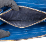 Prada Blue Saffiano Leather Zip Around Wallet