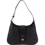 Salvatore Ferragamo Pebbled Calfskin Leather Gancini Shoulder Bag