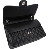 Chanel Quilted Caviar Leather Palladium Jumbo Double Flap Crossbody Bag