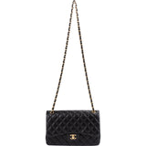 Chanel Quilted Lambskin Gold Jumbo Double Flap Crossbody Bag