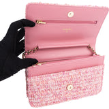 Chanel Quilted Tweed Wallet on Chain Crossbody Bag