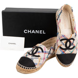 Chanel Multicolor Black Tweed CC Espadrilles Shoes (37)