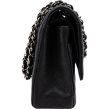 Chanel Quilted Caviar Leather Palladium Medium Double Flap Shoulder Bag