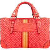 Celine Macadam Monogram Canvas Croc Embossed Leather Striped Boogie Handbag
