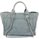 Chanel Denim Deauville Small Tote Shoulder Handbag