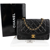 Chanel Quilted Lambskin 24K Gold Diana Single Flap Crossbody Bag