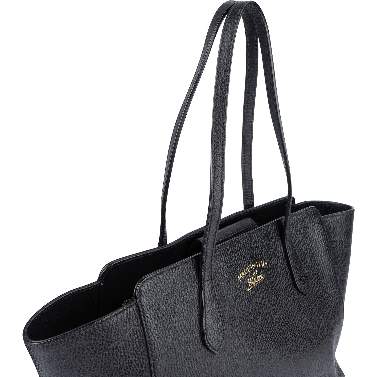 [🔄️B23 / F20] Gucci Grained Leather Swing Tote Crossbody Bag - vintageandkickz