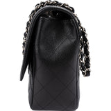 Chanel Quilted Caviar Leather Palladium Jumbo Single Flap Crossbody Bag