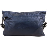 Gucci Blue Metallic Leather Babouska Studded Clutch Shoulder Bag