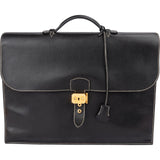 Hermès Noir Courchevel Leather Sac à Dépêches Business Handbag